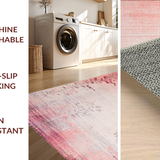 Blush Pink and Mauve Gradient with Abstract Floral Leaf Motifs(Beige)