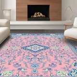 Ultra Soft Area Rug, Non Slip, Stain Resistant, Washable Area Rugs for Living Room, Bedroom, Artistic Retro Floral Composition(Pink)