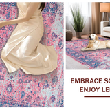 Ultra Soft Area Rug, Non Slip, Stain Resistant, Washable Area Rugs for Living Room, Bedroom, Sleek Contemporary Diamond Arrangement(Pink)