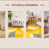 Ultra Soft Area Rug, Non Slip, Stain Resistant, Washable Area Rugs for Living Room, Bedroom, Contemporary Circles Yellow Aesthetic(Yellow)