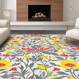 Ultra Soft Area Rug, Non Slip, Stain Resistant, Washable Area Rugs for Living Room, Bedroom, Bright Floral Eclectic Vibes(Gray)
