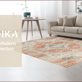 Ultra Soft Area Rug, Non Slip, Stain Resistant, Washable Area Rugs for Living Room, Bedroom, Sophisticated Earthy Geometric Arrangement(Red)