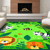 Ultra Soft Area Rug, Non Slip, Stain Resistant, Washable Area Rugs for Living Room, Bedroom, Lively Multicolor Animal Print(Green)