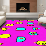Ultra Soft Area Rug, Non Slip, Stain Resistant, Washable Area Rugs for Living Room, Bedroom, Vibrant Playful Numbered Safari Theme(Pink)