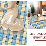 Elegant Blue Tone Checkered Fabric(Beige)