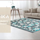 Ultra Soft Area Rug, Non Slip, Stain Resistant, Washable Area Rugs for Living Room, Bedroom, Contemporary Floral Modern(Gray)