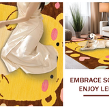 Ultra Soft Area Rug, Non Slip, Stain Resistant, Washable Area Rugs for Living Room, Bedroom, Cozy Teddy Bear Lettering Pattern(Yellow)
