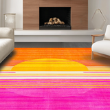 Ultra Soft Area Rug, Non Slip, Stain Resistant, Washable Area Rugs for Living Room, Bedroom, Colorful Playful Circular Design(Orange)