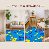 Ultra Soft Area Rug, Non Slip, Stain Resistant, Washable Area Rugs for Living Room, Bedroom, Brightly Hued Soundscape Design(Blue)