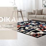 Ultra Soft Area Rug, Non Slip, Stain Resistant, Washable Area Rugs for Living Room, Bedroom, Chic Black and White Dice Motif(Black)