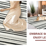 Ultra Soft Area Rug, Non Slip, Stain Resistant, Washable Area Rugs for Living Room, Bedroom, Modern Geometric Outdoor Carpet(Black)