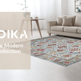 Ultra Soft Area Rug, Non Slip, Stain Resistant, Washable Area Rugs for Living Room, Bedroom, Chic Vintage Botanical Motif(Gray)