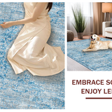 Ultra Soft Area Rug, Non Slip, Stain Resistant, Washable Area Rugs for Living Room, Bedroom, Dainty Bow Design Preppy Rug Stylish Bathroom Accent Cute Washable Carpet(Blue)