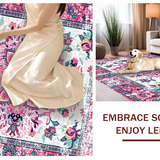 Ultra Soft Area Rug, Non Slip, Stain Resistant, Washable Area Rugs for Living Room, Bedroom, Whimsical Multi-Colored Ogee Style(Pink)