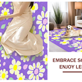 Ultra Soft Area Rug, Non Slip, Stain Resistant, Washable Area Rugs for Living Room, Bedroom, Artistic Groovy Floral Touch(Purple)