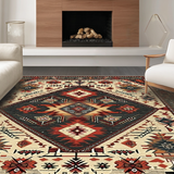 Ultra Soft Area Rug, Non Slip, Stain Resistant, Washable Area Rugs for Living Room, Bedroom, Rustic Earthy Geometric Design(Red)