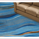 Ultra Soft Area Rug, Non Slip, Stain Resistant, Washable Area Rugs for Living Room, Bedroom, Vibrant Multi-Tonal Organic Flow(Blue)