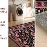 Ultra Soft Area Rug, Non Slip, Stain Resistant, Washable Area Rugs for Living Room, Bedroom, Vibrant Traditional Tiled Arrangement(Black)