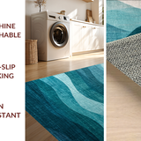 Ultra Soft Area Rug, Non Slip, Stain Resistant, Washable Area Rugs for Living Room, Bedroom, Abstract Ombre Design Round Rug Featuring Striking Shades of Teal and Blue(Blue)