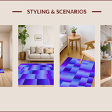 Ultra Soft Area Rug, Non Slip, Stain Resistant, Washable Area Rugs for Living Room, Bedroom, Contemporary Ogee Design with Depth(Purple)