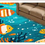 Ultra Soft Area Rug, Non Slip, Stain Resistant, Washable Area Rugs for Living Room, Bedroom, Playful Oceanic Animal Design(Blue)