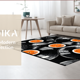 Ultra Soft Area Rug, Non Slip, Stain Resistant, Washable Area Rugs for Living Room, Bedroom, Vinyl Record Semi Circle(Black)