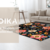 Ultra Soft Area Rug, Non Slip, Stain Resistant, Washable Area Rugs for Living Room, Bedroom, Chic Modern Insect Illustration(Black)
