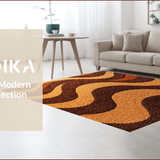 Ultra Soft Area Rug, Non Slip, Stain Resistant, Washable Area Rugs for Living Room, Bedroom, Modern Wavy Circles Living Room Plush Area Rug(Brown)
