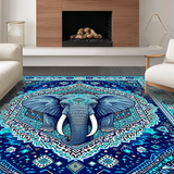 Ethnic Symbolic Patterned Floor Covering(Blue)