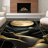 Ultra Soft Area Rug, Non Slip, Stain Resistant, Washable Area Rugs for Living Room, Bedroom, Sophisticated Abstract Marble Aesthetic(Gold)