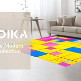 Ultra Soft Area Rug, Non Slip, Stain Resistant, Washable Area Rugs for Living Room, Bedroom, Vibrant Geometric Tile Motif(Yellow)