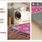 Ultra Soft Area Rug, Non Slip, Stain Resistant, Washable Area Rugs for Living Room, Bedroom, Contemporary Vibrant Graphic Motif(Pink)