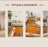 Ultra Soft Area Rug, Non Slip, Stain Resistant, Washable Area Rugs for Living Room, Bedroom, Chic Color Blocked Patterned Delight(Orange)