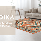 Ultra Soft Area Rug, Non Slip, Stain Resistant, Washable Area Rugs for Living Room, Bedroom, Chic Colorful Diamond Arrangement(Orange)