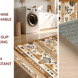 Ultra Soft Area Rug, Non Slip, Stain Resistant, Washable Area Rugs for Living Room, Bedroom, Cultural Heritage Geometric Motif(Beige)