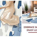 Ultra Soft Area Rug, Non Slip, Stain Resistant, Washable Area Rugs for Living Room, Bedroom, Soft Pastel Animal Theme Decor(Blue)