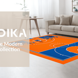 Ultra Soft Area Rug, Non Slip, Stain Resistant, Washable Area Rugs for Living Room, Bedroom, Whimsical Court Lines in Color(Orange)