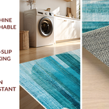 Ultra Soft Area Rug, Non Slip, Stain Resistant, Washable Area Rugs for Living Room, Bedroom, Washable Round Rug: Boho Ombre Style Area Rug(Blue)
