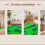 Ultra Soft Area Rug, Non Slip, Stain Resistant, Washable Area Rugs for Living Room, Bedroom, Bright Green Educational Kids Carpet with City Design(Green)