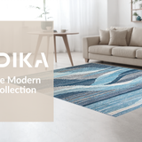 Ultra Soft Area Rug, Non Slip, Stain Resistant, Washable Area Rugs for Living Room, Bedroom, Rustic Neutral Geometric Ensemble(Blue)