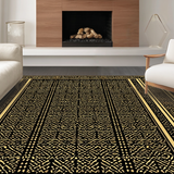 Ultra Soft Area Rug, Non Slip, Stain Resistant, Washable Area Rugs for Living Room, Bedroom, Sophisticated Curvilinear Patterns in Gold(Gold)