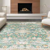Ultra Soft Area Rug, Non Slip, Stain Resistant, Washable Area Rugs for Living Room, Bedroom, Rustic Vintage Botanical Motif(Green)
