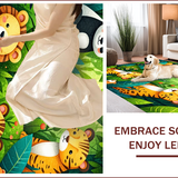 Ultra Soft Area Rug, Non Slip, Stain Resistant, Washable Area Rugs for Living Room, Bedroom, Playful Green Jungle Animal Nursery Rug(Green)