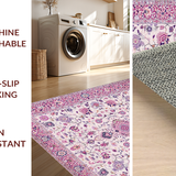 Ultra Soft Area Rug, Non Slip, Stain Resistant, Washable Area Rugs for Living Room, Bedroom, Sophisticated Earthy Floral Geometry(Pink)