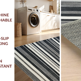 Ultra Soft Area Rug, Non Slip, Stain Resistant, Washable Area Rugs for Living Room, Bedroom, Stylish Black and White Striped Rug:  Modern Geometric Pattern(Black)