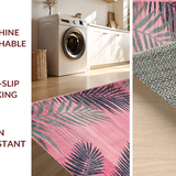 Ultra Soft Area Rug, Non Slip, Stain Resistant, Washable Area Rugs for Living Room, Bedroom, Chic Contemporary Floral Embellishment(Pink)