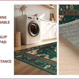 Ultra Soft Area Rug, Non Slip, Stain Resistant, Washable Area Rugs for Living Room, Bedroom, Rustic Tribal Warm Tones Design(Green)