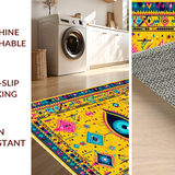 Ultra Soft Area Rug, Non Slip, Stain Resistant, Washable Area Rugs for Living Room, Bedroom, Chic Rustic Ethnic Expression(Yellow)