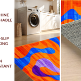 Ultra Soft Area Rug, Non Slip, Stain Resistant, Washable Area Rugs for Living Room, Bedroom, Radiant Retro Wave Composition(Orange)