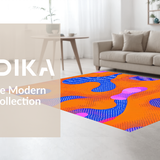 Ultra Soft Area Rug, Non Slip, Stain Resistant, Washable Area Rugs for Living Room, Bedroom, Psychedelic Colorful Wave Motif(Orange)